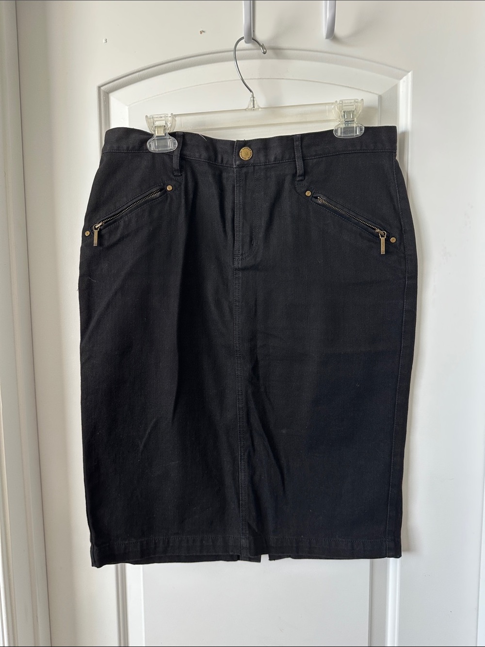 Black Ralph Lauren Knee-Length Pencil Skirt with Zip Pockets